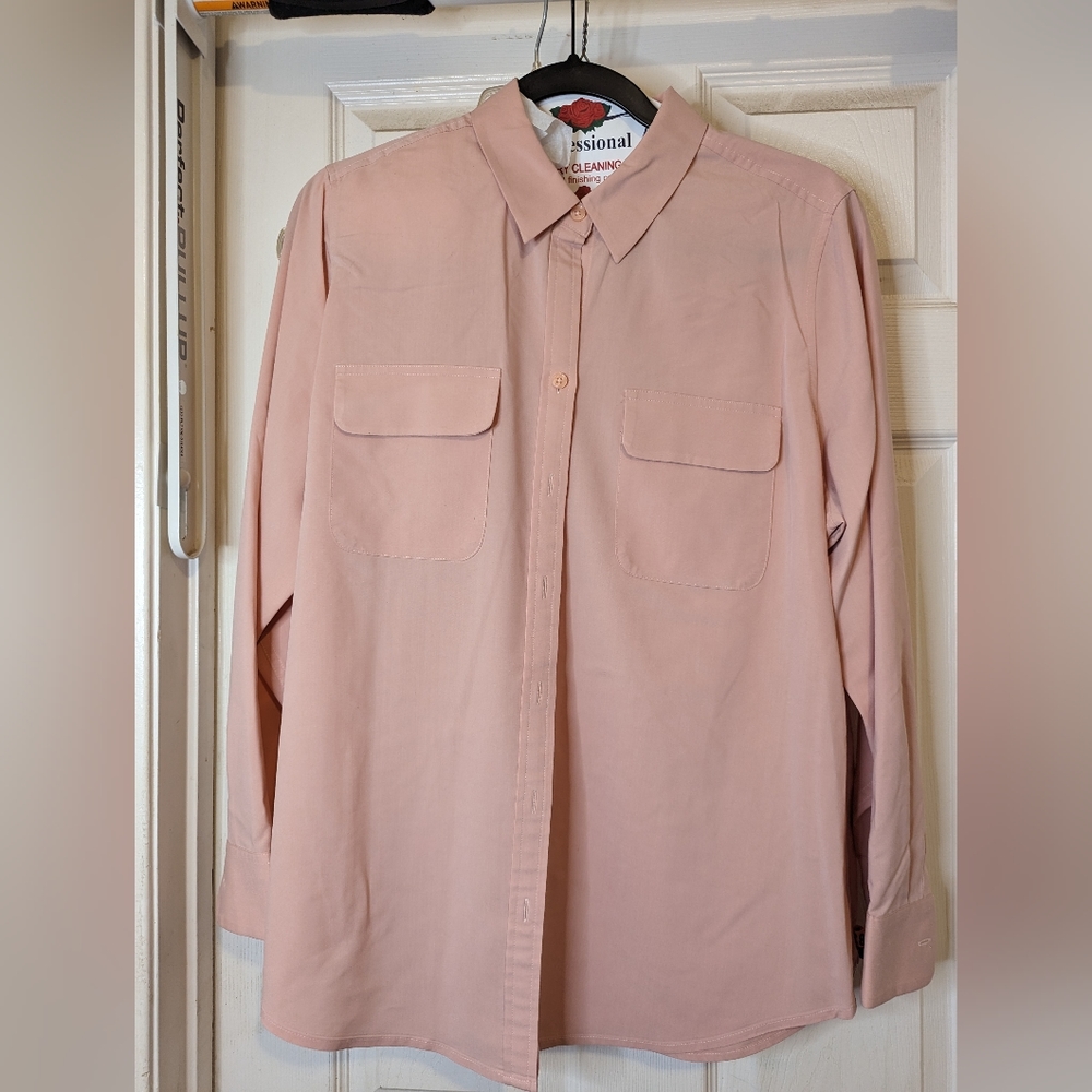 Chicos size 2(m) light Pink button down long sleeve shirt...just dry cleaned